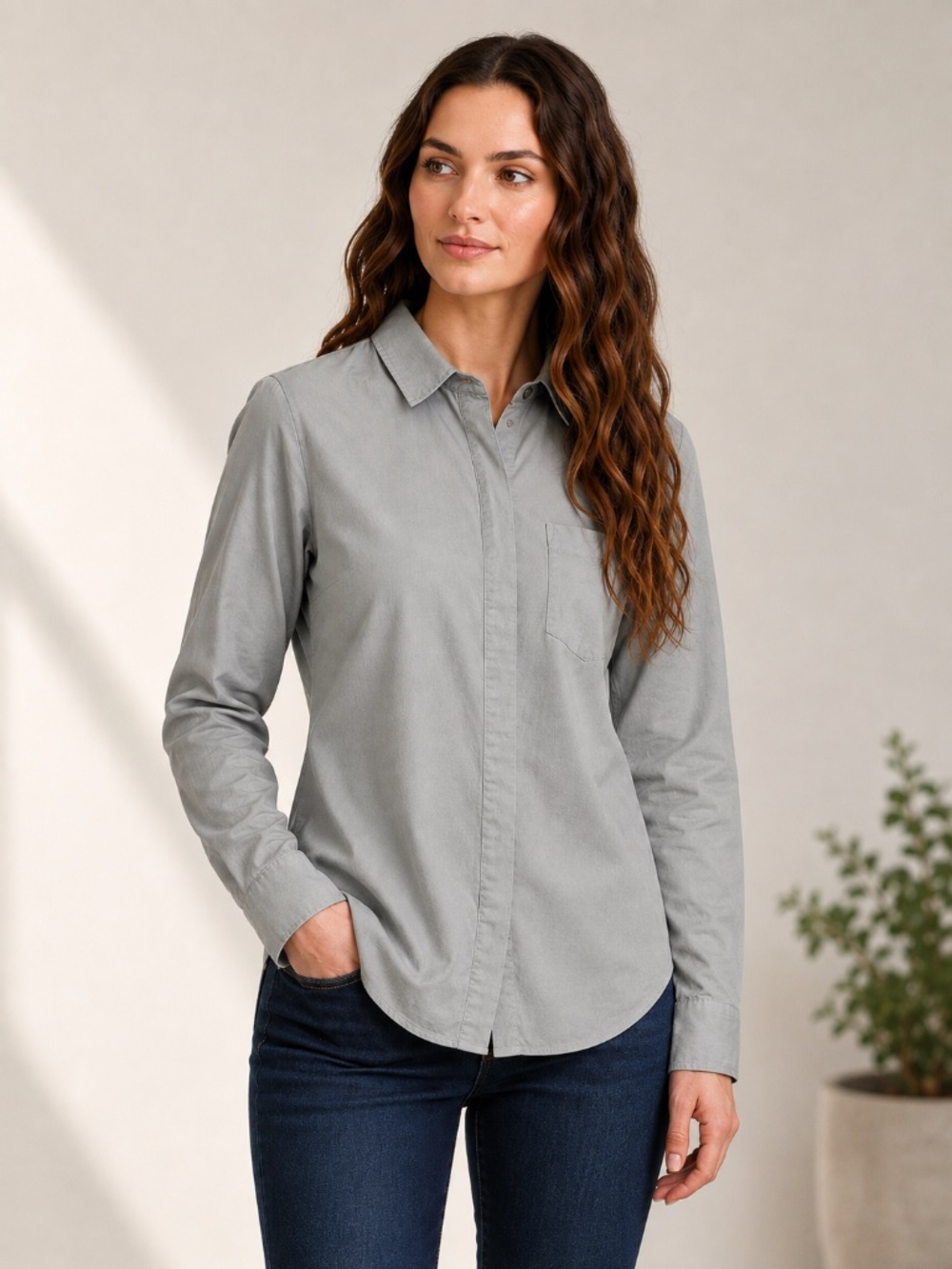 KÜHL Hadley Long Sleeve Shirt Mist Grey L Gorpcore Travel Outdoor